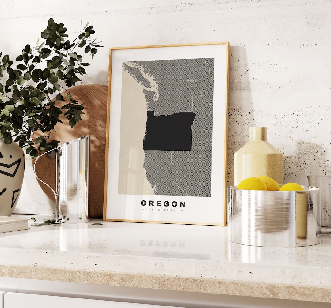 Oregon Border Frame Oregon Print - Custom Map Print - Personalised Text Gift Options ...