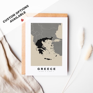 Tarjeta de felicitación personalizada de Grecia - Sobre Kraft incluido - Texto personalizado - Tarjeta de felicitación de Grecia - Grecia - Aniversario - Viaje sorpresa
