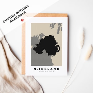 Aangepaste wenskaart Noord-Ierland - kraftenvelop inbegrepen - aangepaste tekst - kaartwenskaart - jubileum - verrassingsreis - verjaardag