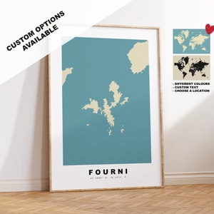 Fourni Kartendruck - Personalisiertes Kartengeschenk - Rahmen- oder Leinwandoptionen verfügbar - Benutzerdefinierte Textoptionen - Personalisiertes Geschenk