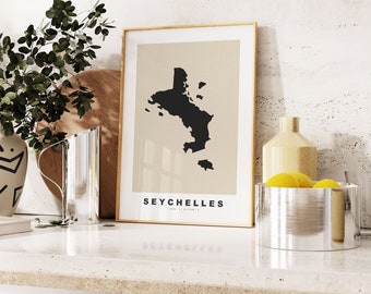 Seychelles Print - Custom Map Print - Personalised Text Gift Options - Frames/Canvas Options - Vintage Style Map Print
