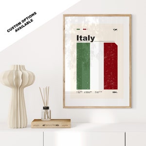 Italy Flag Print - Flag Poster - Mid Century Modern - Custom Options Available - Framed or Canvas Prints Available - Custom Gift