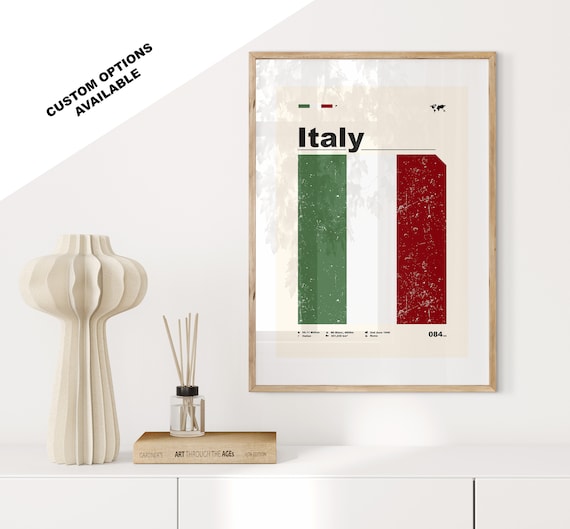Italy Flag Print Flag Poster Mid Century Modern Custom Options Available  Framed or Canvas Prints Available Custom Gift - Etsy