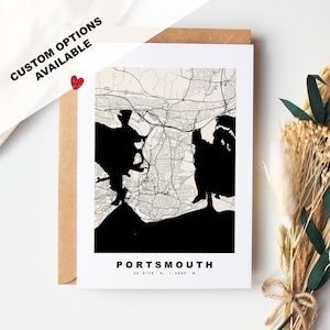 Portsmouth-kaartwenskaart - aangepaste opties beschikbaar - aangepaste kaartwenskaart - mat karton - kraftenvelop inbegrepen