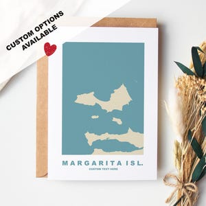 Tarjeta de felicitación de Margarita Island - Opciones personalizadas disponibles - Sobre reciclado incluido