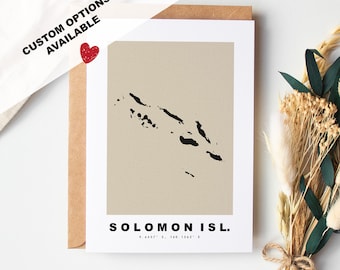 Solomon Islands Custom Greeting Card - Kraft Envelope Included - Custom Text - Greeting Card - Anniversary - Surprise Trip - Birthday