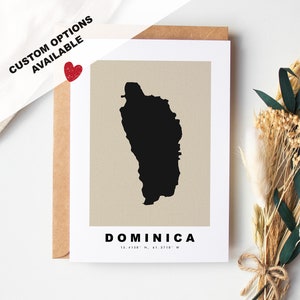 Tarjeta de felicitación personalizada de Dominica - Sobre Kraft incluido - Texto personalizado - Tarjeta de felicitación de Dominica - Aniversario - Viaje sorpresa - Cumpleaños