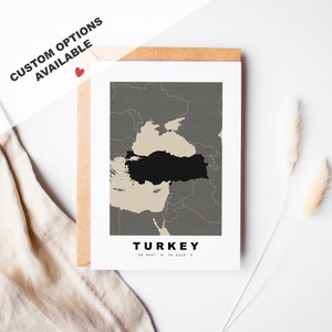 Cartão de felicitações personalizado da Turquia - Envelope Kraft incluído - Texto personalizado - Cartão de felicitações da Turquia - Aniversário - Viagem surpresa - Aniversário
