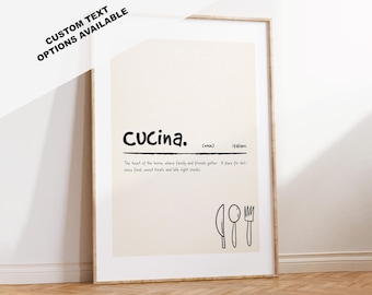 Cucina Definition Print - 'Cucina' - Italian Kitchen Wall Print - Kitchen Definition Print - Italian Words - Cucina Poster - Cucina Print