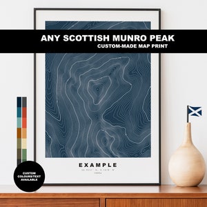 Munro Print - Any Scottish Munro Map Print - Contour Map Print - Scotland - Scottish Mountains - Poster - Contour Map - Topography - Munro