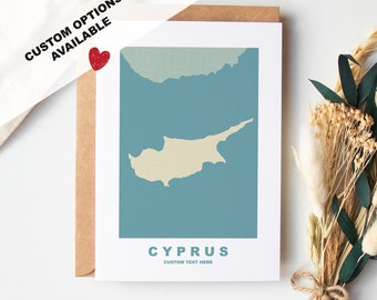 Cyprus Greeting Card - Custom Options Available - Kraft Envelope Included - Anniversary - Birthday - Surprise Trip - Custom Card