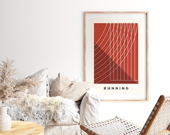 Running Print - Minimalist - Running Poster - Athletics Track - Wall Art Print - Boys Room - Girls Room - Contemporary - Minimalist Poster