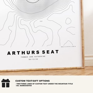 Topography Seating Arthurs Seat Print - Contour Map - Arthurs Seat Poster - Scotland ...