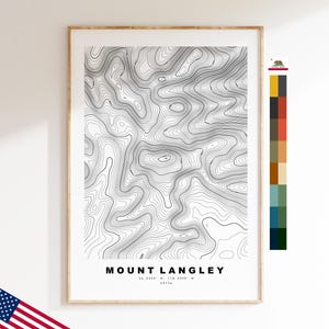 Mount Langley Druck - Vereinigte Staaten - Konturkarte - Topographie - Topografische Karte - Druck - Poster - Kartendruck