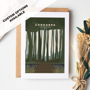 Cartão de felicitações Congaree - Parque Nacional Congaree - Cartões de felicitações dos parques nacionais dos EUA - Envelope incluído - Cartão reciclado branco