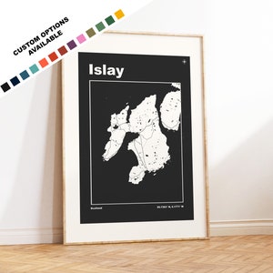 Mapa de Islay impresso - Opções/cores personalizadas disponíveis - Impressões ou impressões emolduradas - Islay, Escócia - Texto personalizado para presente