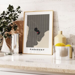 Paraguay Print - Benutzerdefinierter Kartendruck - Geschenkoptionen mit personalisiertem Text - Rahmen- / Leinwandoptionen - Vintage Style Map Print