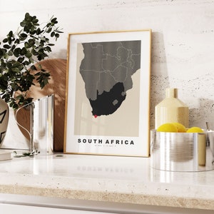 Impresión de mapa de Sudáfrica - Regalo de mapa personalizado - Estilo vintage - Aniversario - Boda - Luna de miel - Vacaciones - Regalo - Mapa