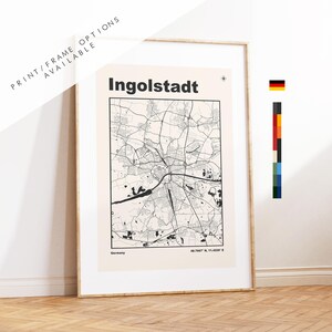 Ingolstadt Kartendruck – Ingolstadt Stadtplan – Deutschland – Drucke oder gerahmte Drucke