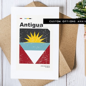 Carte de voeux Antigua-et-Barbuda - Carte de voeux personnalisée - Drapeau d'Antigua - Carte vierge - Enveloppe recyclée incluse - Carte de voeux - Anniversaire
