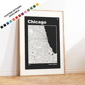 Chicago Map Print - Benutzerdefinierte Optionen / Farben erhältlich - Drucke oder gerahmte Drucke - Chicago, USA - Benutzerdefinierter Text für Geschenk