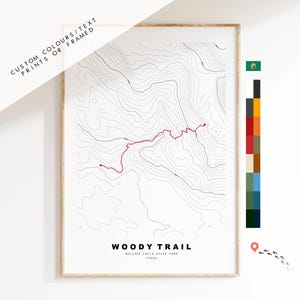 Wallace Falls-kaartafdruk - Trail- en contourkaart - topografie - contour - Washington - kaart - wandelkaart - wandelkaart - wandelkaarten VS