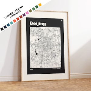 Beijing Print - Map Print - Mid Century Modern - Retro - Vintage - Contemporary - Beijing Print - City Map - City Map Poster - China - Map
