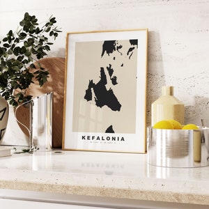 Impresión de Cefalonia - Impresión de mapa personalizada - Texto personalizado Opciones de regalo - Opciones de marcos/lienzos - Impresión de mapa de estilo vintage