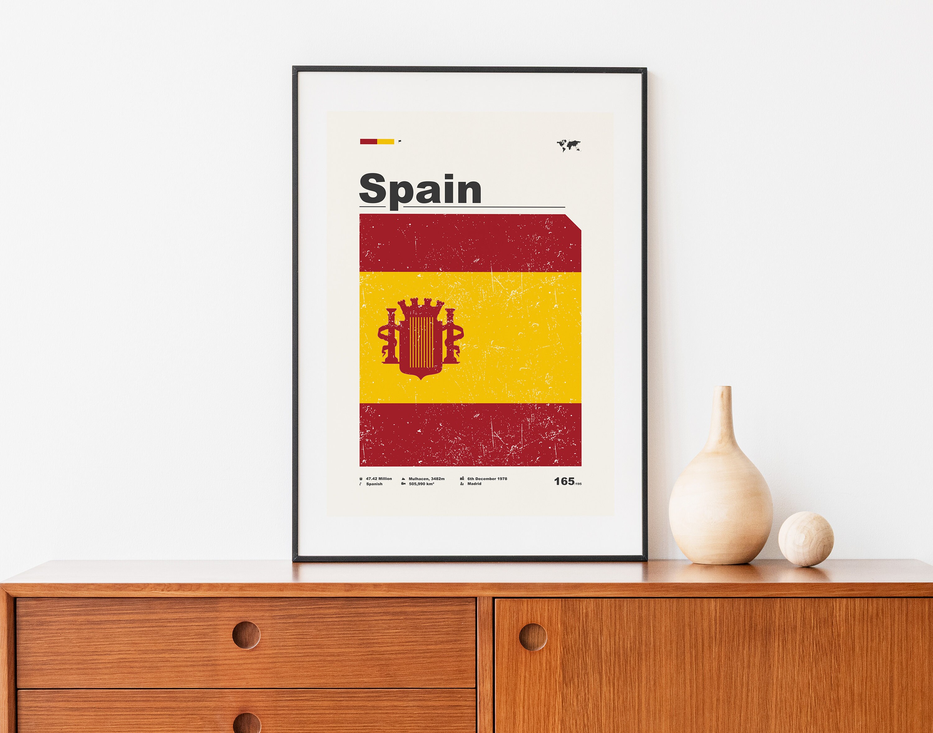 Drapeau Espagnol à Imprimer Petit Format Impression de drapeau d'Espagne Moderne du milieu du - Etsy France