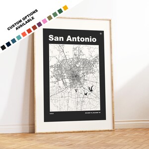 San Antonio Karte Druck - Benutzerdefinierte Optionen / Farben erhältlich - Drucke oder gerahmte Drucke - San Antonio, USA - Benutzerdefinierter Text für Geschenk