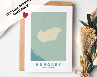 Hungary Greeting Card - Custom Options Available - Kraft Envelope Included - Anniversary - Birthday - Surprise Trip - Custom Card