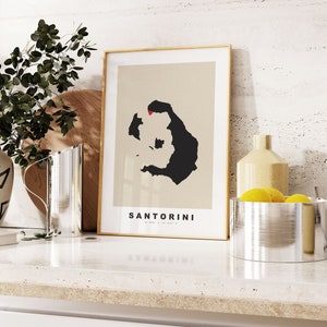 Santorini Print - Benutzerdefinierter Kartendruck - Geschenkoptionen mit personalisiertem Text - Rahmen- / Leinwandoptionen - Vintage Style Map Print