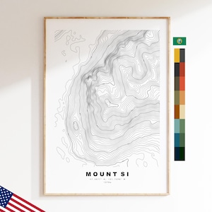 Mount Si Druck - Vereinigte Staaten - Konturkarte - Topographie - Topografische Karte - Druck - Poster - Kartendruck