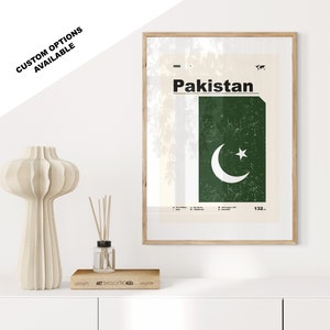 Impresión de la bandera de Pakistán - Póster de la bandera - Arte moderno de mediados de siglo - Opciones personalizadas disponibles - Impresiones enmarcadas o en lienzo disponibles - Regalo personalizado