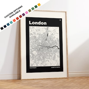 London Map Print - Map Poster - Mid Century Modern  - Retro - Vintage - Contemporary - London Print - City Map - City Map Poster - Gift