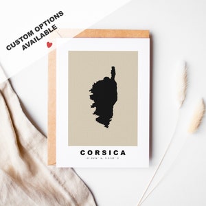 Tarjeta de felicitación personalizada de Córcega - Sobre Kraft incluido - Texto personalizado - Tarjeta de felicitación de Córcega - Aniversario - Viaje sorpresa - Cumpleaños