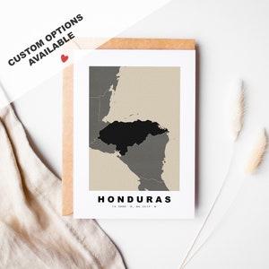 Honduras Benutzerdefinierte Grußkarte - Kraft Umschlag enthalten - Benutzerdefinierter Text - Honduras Grußkarte - Jubiläum - Überraschungsreise - Geburtstag