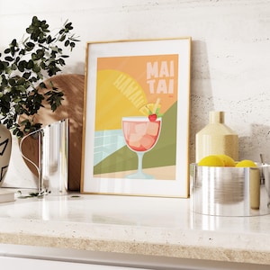 Impresión de Mai Tai - Arte mural de cocina - Póster de cóctel Mai Tai - Impresión de cocina de inspiración retro - Póster de cóctel retro - Póster de Mai Tai