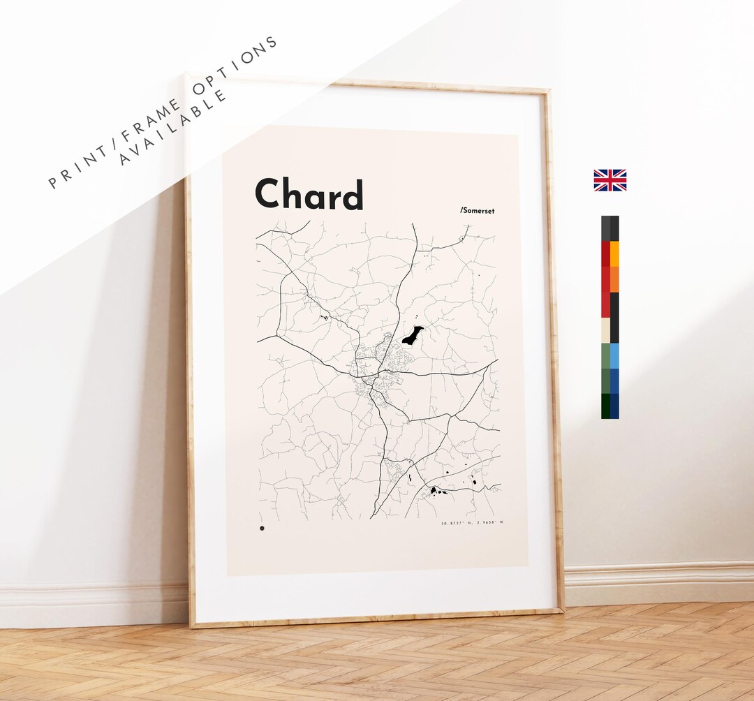 Chard Map Print - Custom Options/colours Available - Prints or Framed ...