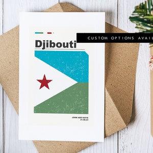 Tarjeta de felicitación de Yibuti - Tarjeta de felicitación personalizada - Bandera de Yibuti - Tarjeta en blanco - Sobre reciclado incluido - Tarjeta de felicitación de Yibuti - Cumpleaños