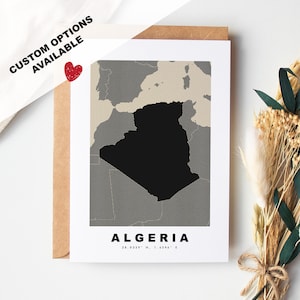 Tarjeta de felicitación personalizada de Argelia - Sobre Kraft incluido - Texto personalizado - Tarjeta de felicitación de Argelia - Aniversario - Viaje sorpresa - Cumpleaños