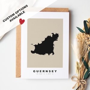 Aangepaste wenskaart Guernsey - kraftenvelop inbegrepen - aangepaste tekst - wenskaart - jubileum - verrassingsreis - verjaardag