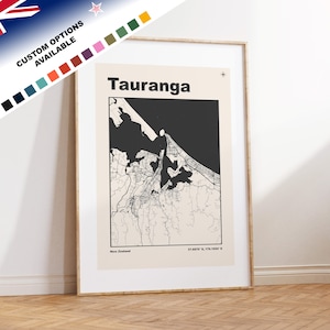 Tauranga Carte imprimée - Nouvelle-Zélande - Carte de la ville de la Nouvelle-Zélande - Carte personnalisée