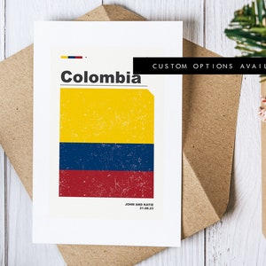 Carte de voeux de la Colombie - Carte de voeux personnalisée - Drapeau de la Colombie - Carte vierge - Enveloppe recyclée incluse - Carte de voeux de la Colombie - Anniversaire