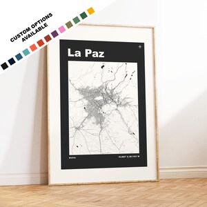 Impression de carte de La Paz - Options/couleurs personnalisées disponibles - Impressions ou impressions encadrées - La Paz, Bolivie - Texte personnalisé pour cadeau