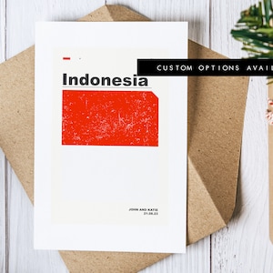 Cartão de felicitações da Indonésia - Cartão de felicitações personalizado - Indonésia - Cartão em branco - Envelope reciclado incluído - Cartão de felicitações da Indonésia - Aniversário