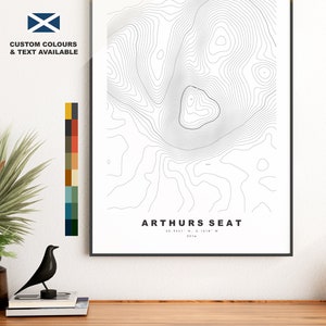 Impression Arthurs Seat - Carte des contours - Poster Arthurs Seat - Écosse - Carte topographique - Impression - Art mural - Plan Arthurs Seat - Édimbourg
