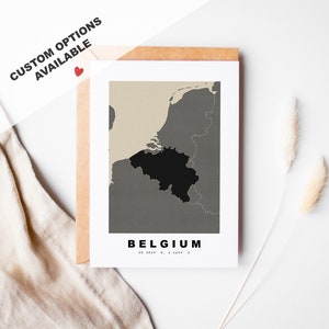 Tarjeta de felicitación personalizada de Bélgica - Sobre Kraft incluido - Texto personalizado - Tarjeta de felicitación de Bélgica - Aniversario - Viaje sorpresa - Cumpleaños