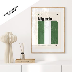 Nigeria-Flaggendruck - Flaggenplakat - Mitte des Jahrhunderts modern - individuelle Optionen verfügbar - gerahmt oder Leinwanddruck verfügbar - individuelles Geschenk