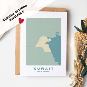 Kuwait-Grußkarte - Benutzerdefinierte Optionen verfügbar - Kraft-Umschlag enthalten - Jubiläum - Geburtstag - Überraschungsreise - Benutzerdefinierte Karte
